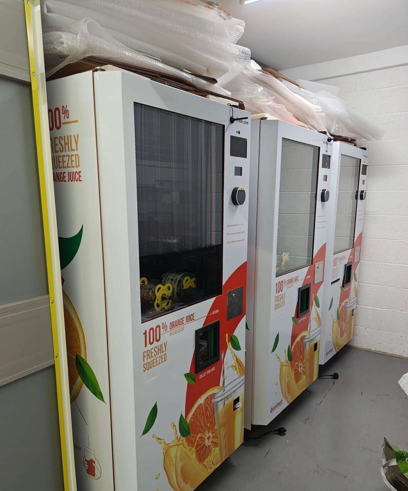 Early fresh-juice vending machine in our workshop